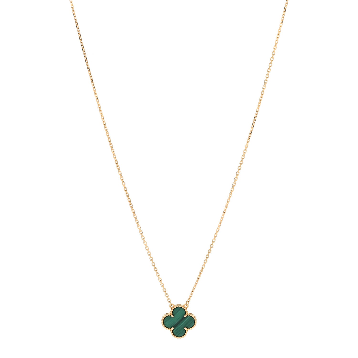 Van Cleef & Arpels 18K Yellow Gold Malachite Vintage Alhambra Pendant Necklace 1 of 6
