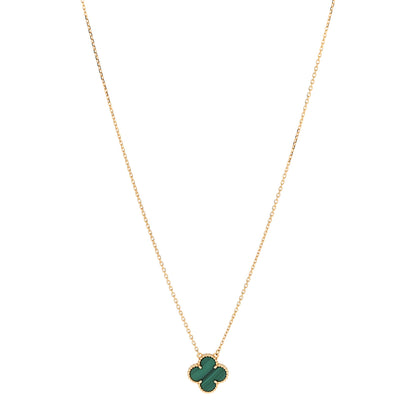 Van Cleef & Arpels 18K Yellow Gold Malachite Vintage Alhambra Pendant Necklace 1 of 6