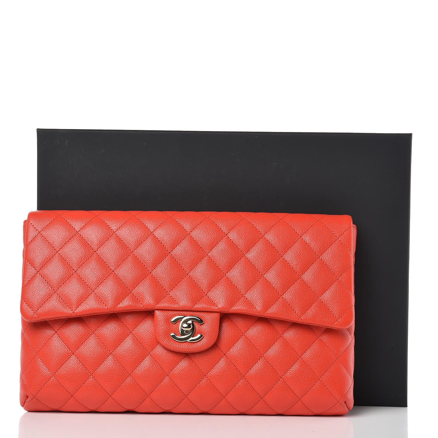 Chanel Caviar Quilted Flap Clutch Red 8 of 8