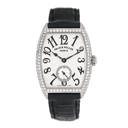 Franck Muller 18K White Gold Alligator Diamond Pave Bezel 29mm Cintree Curvex Manual Winding Watch 1750S6D 1 of 4