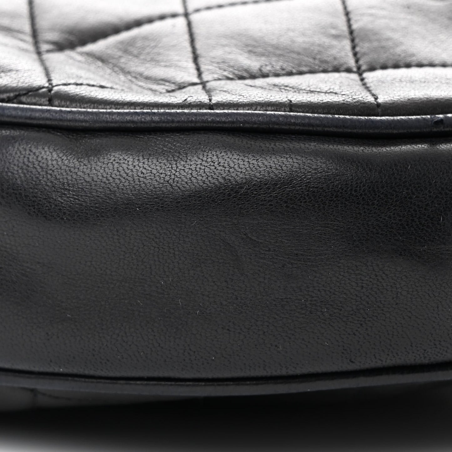 Lambskin Quilted Round Tassel Crossbody Bag Black