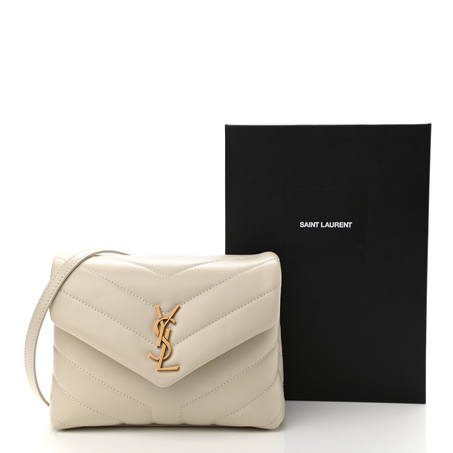 Saint Laurent Calfskin Y Quilted Monogram Toy Loulou Crossbody Bag Crema Soft 12 of 12