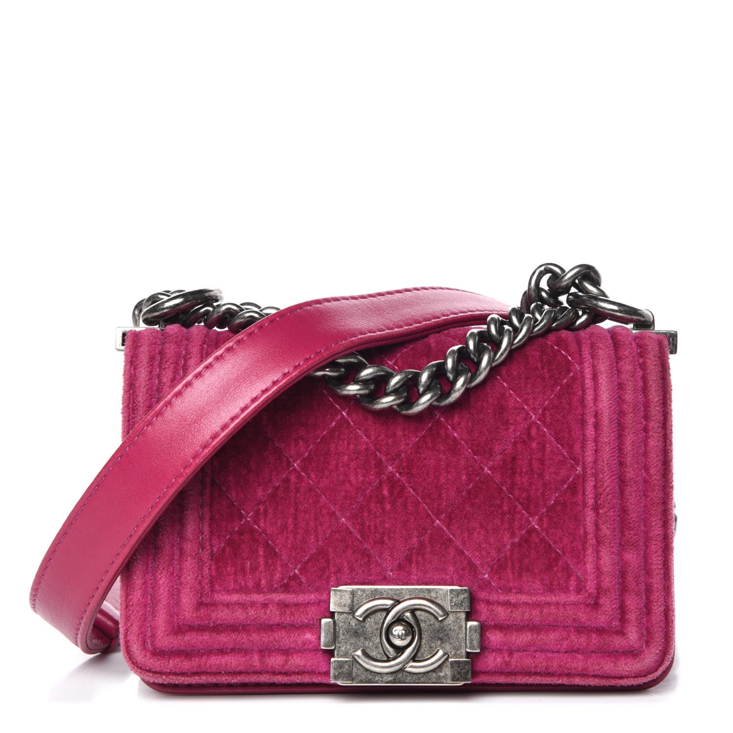 Chanel Velvet Quilted Mini Boy Flap Pink 1 of 13