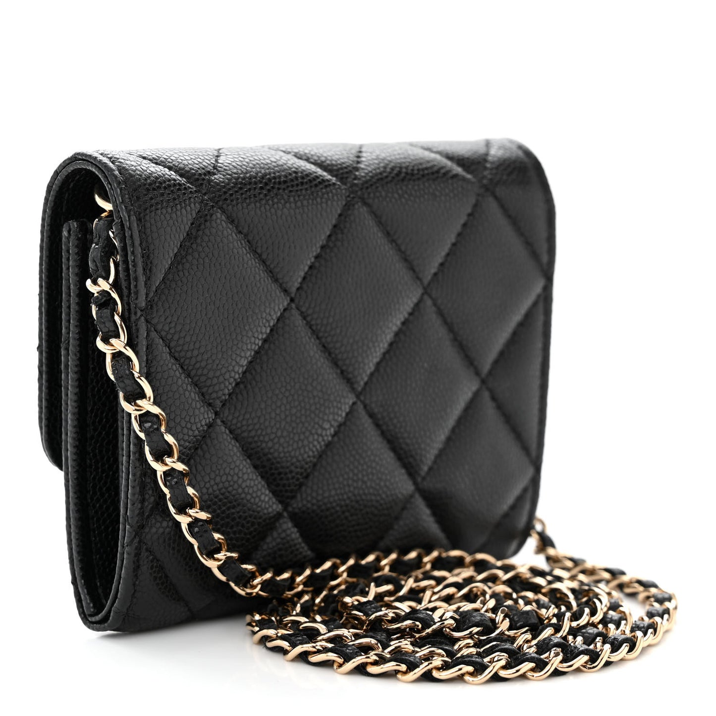 Caviar Quilted Coco Candy Card Holder On Chain Black