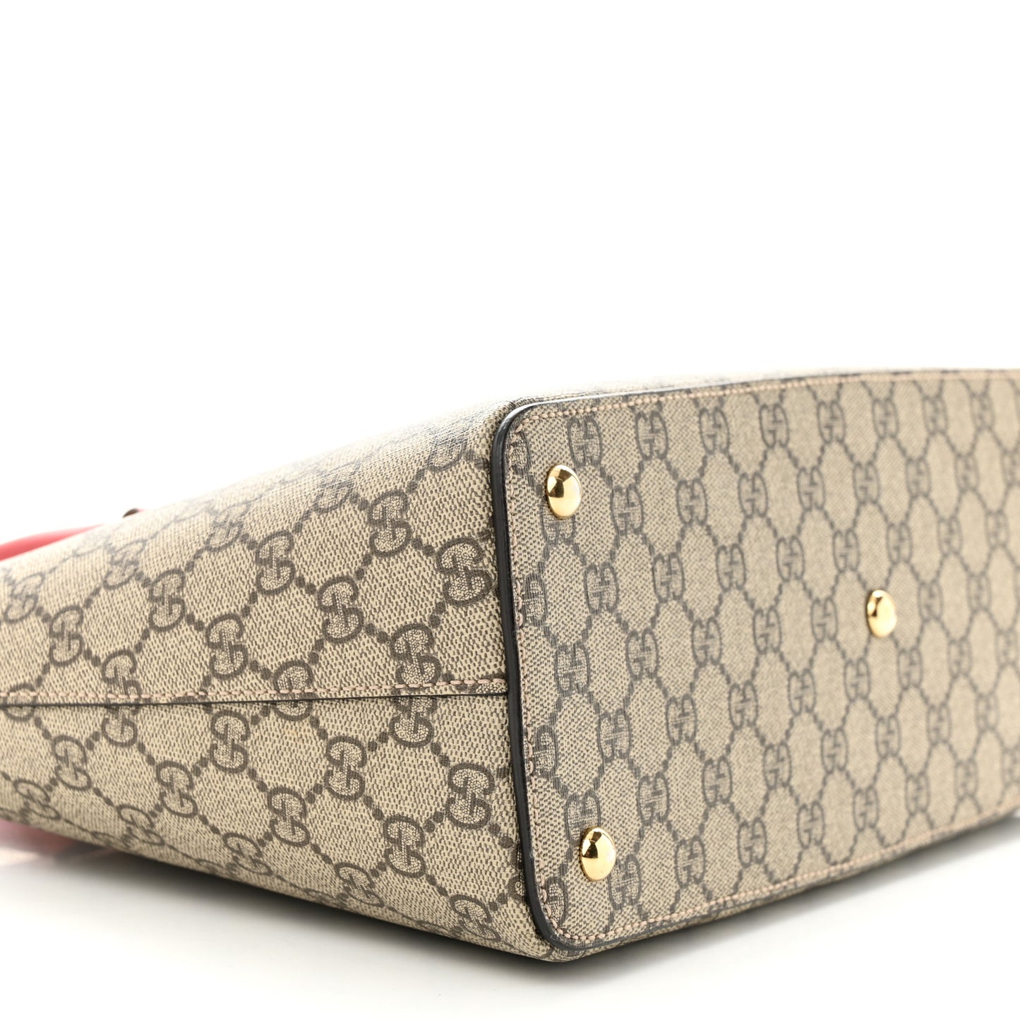 GG Supreme Monogram Moon Calfskin Small Zip Top Tote Beige Ebony Hibiscus Red New Rosette
