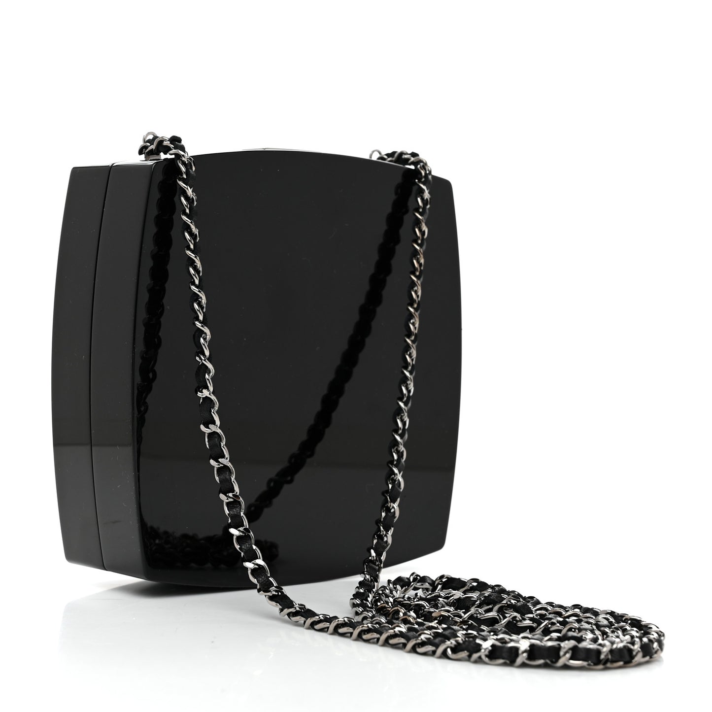 Plexiglass Compact Box Clutch Black Ivory