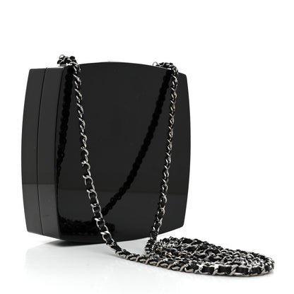 Chanel Plexiglass Compact Box Clutch Black Ivory 2 of 9