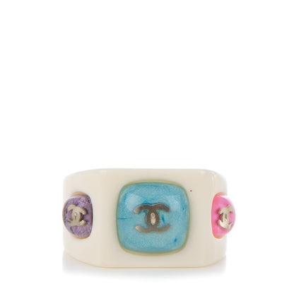 Chanel Glitter Resin CC Ring 7 White 1 of 4