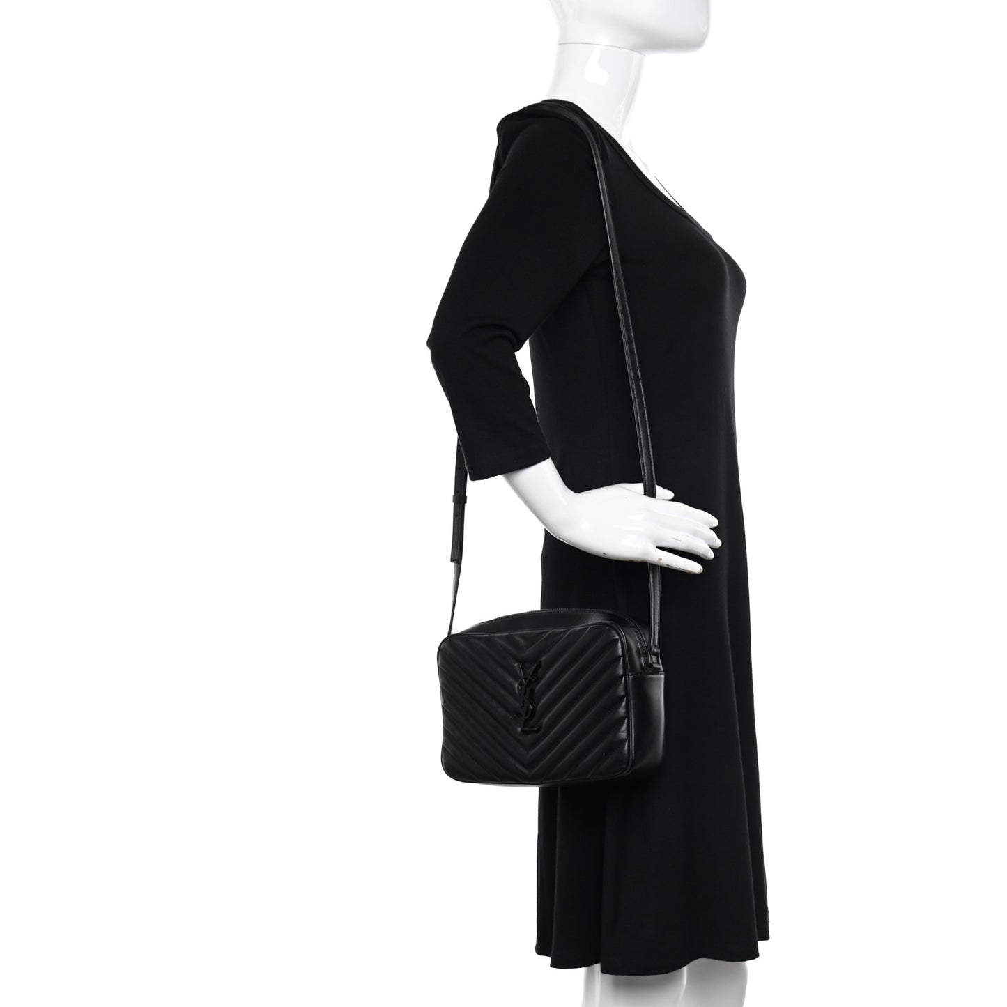 Calfskin Matelasse Monogram Monochrome Lou Camera Bag Black
