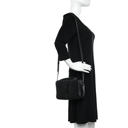Saint Laurent Calfskin Matelasse Monogram Monochrome Lou Camera Bag Black 2 of 12