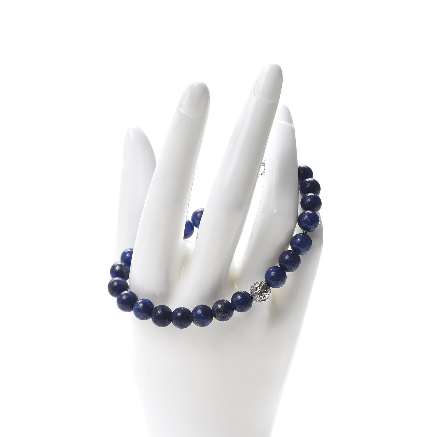 David Yurman Sterling Silver Lapis Lazuli 8mm Spiritual Beads Bracelet 2 of 4
