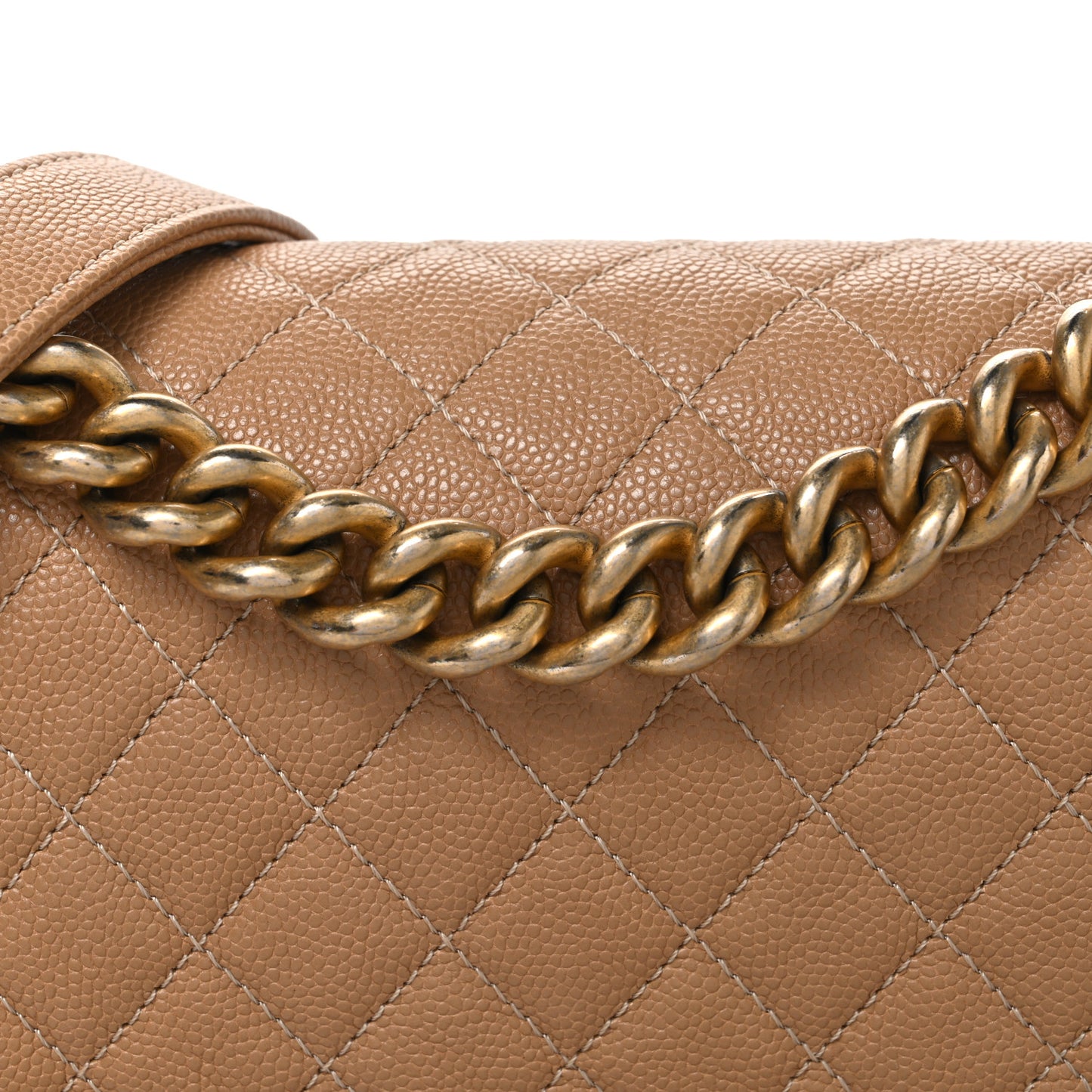 Caviar Quilted Medium Boy Flap Beige