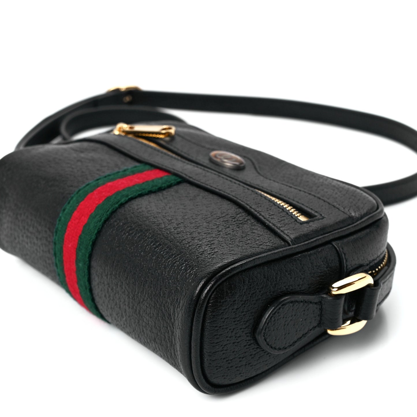 Calfskin Web Mini Ophidia Shoulder Bag Black