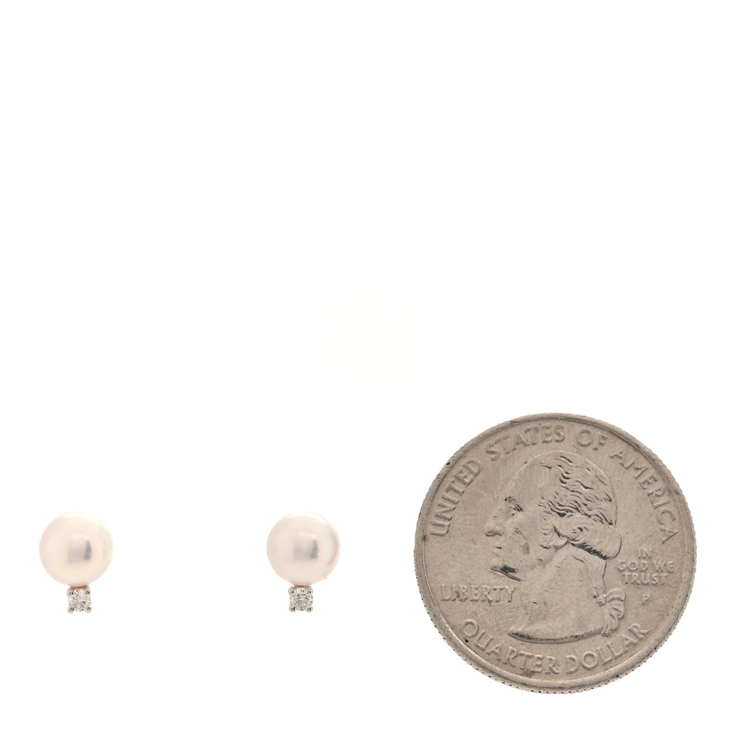 Mikimoto 18K White Gold Diamond Akoya Pearl 6-6.5mm Stud Earrings 2 of 5