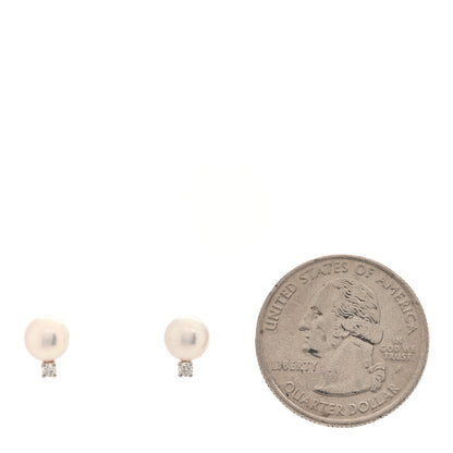 Mikimoto 18K White Gold Diamond Akoya Pearl 6-6.5mm Stud Earrings 2 of 5