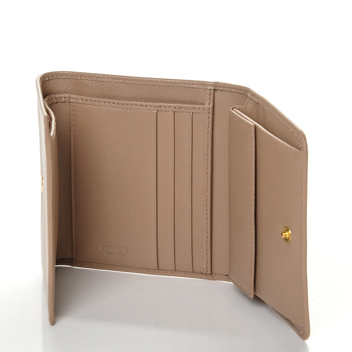 Prada Saffiano Metal Tri-Fold Compact Wallet Cammeo 5 of 7