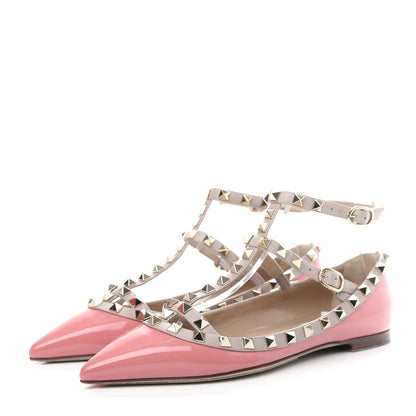 Valentino Garavani Patent Rockstud Cage Ballerina Flats 37 Ninphea Poudre 3 of 10