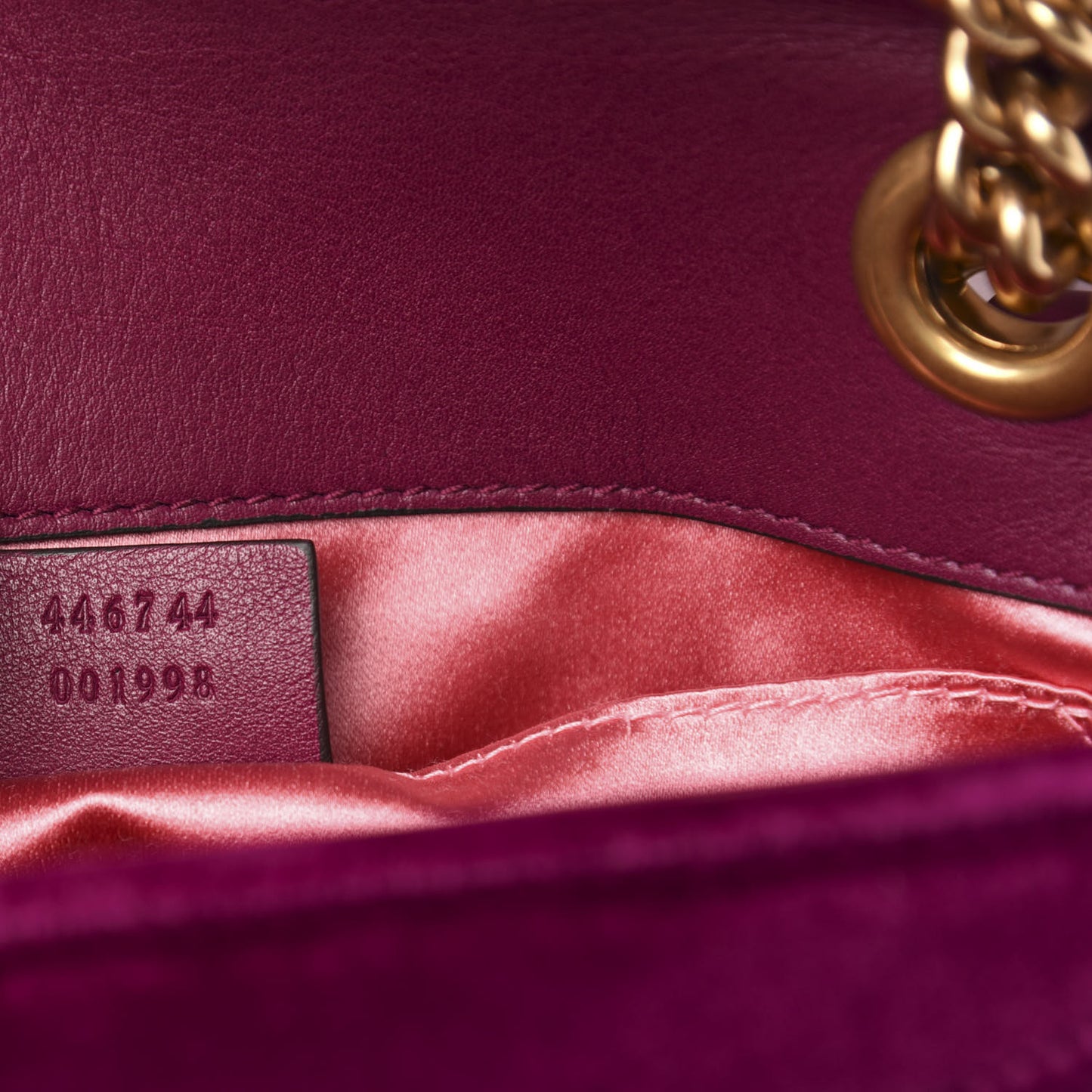 Velvet Matelasse Mini GG Marmont Shoulder Bag Fuchsia Violet Cyclamen