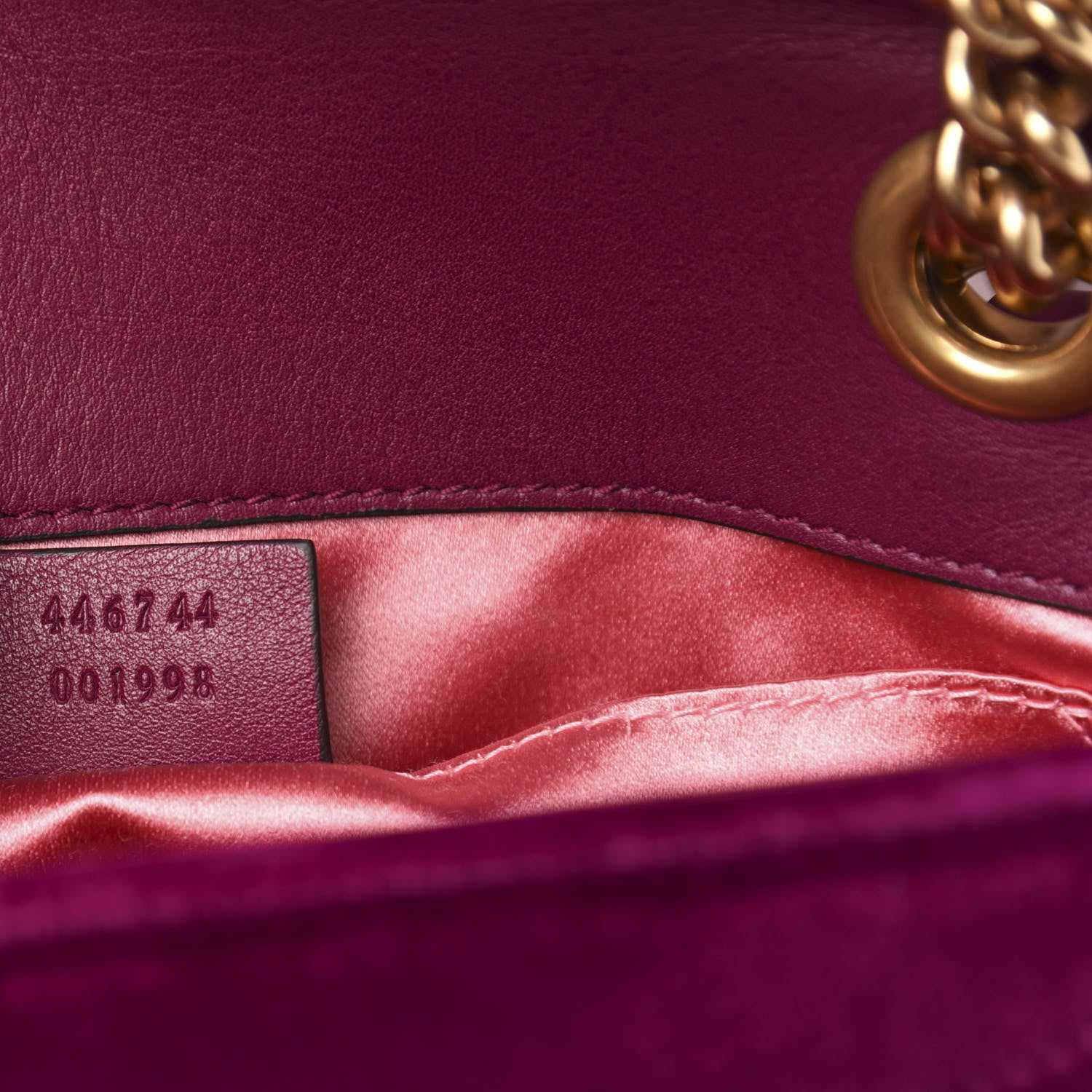 Gucci Velvet Matelasse Mini GG Marmont Shoulder Bag Fuchsia Violet Cyclamen 7 of 11