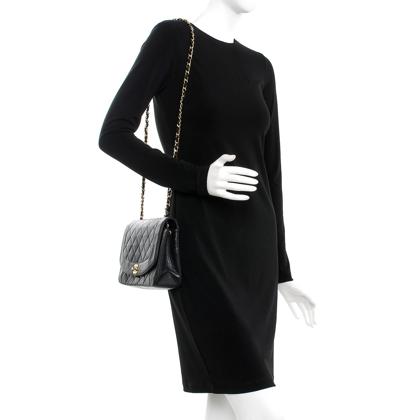 Lambskin Quilted Medium Single Flap Black