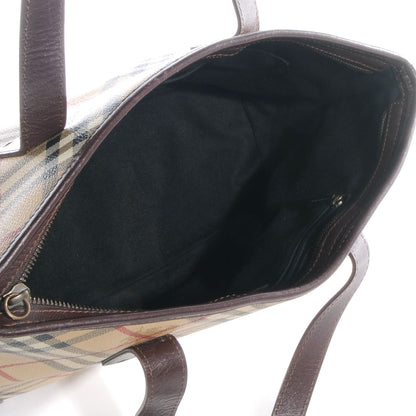 Burberry Haymarket Check Studded Tote Brown 5 of 9