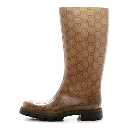 Gucci Rubber Monogram Edinburg Rain Boots 35 Transparent Cocoa 1 of 8