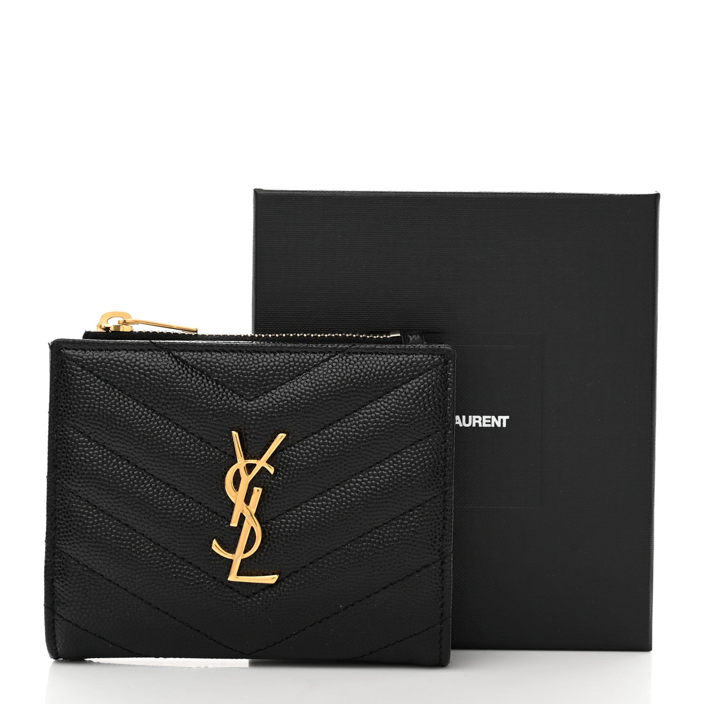 Grain De Poudre Matelasse Chevron Monogram Zipped Card Case Black
