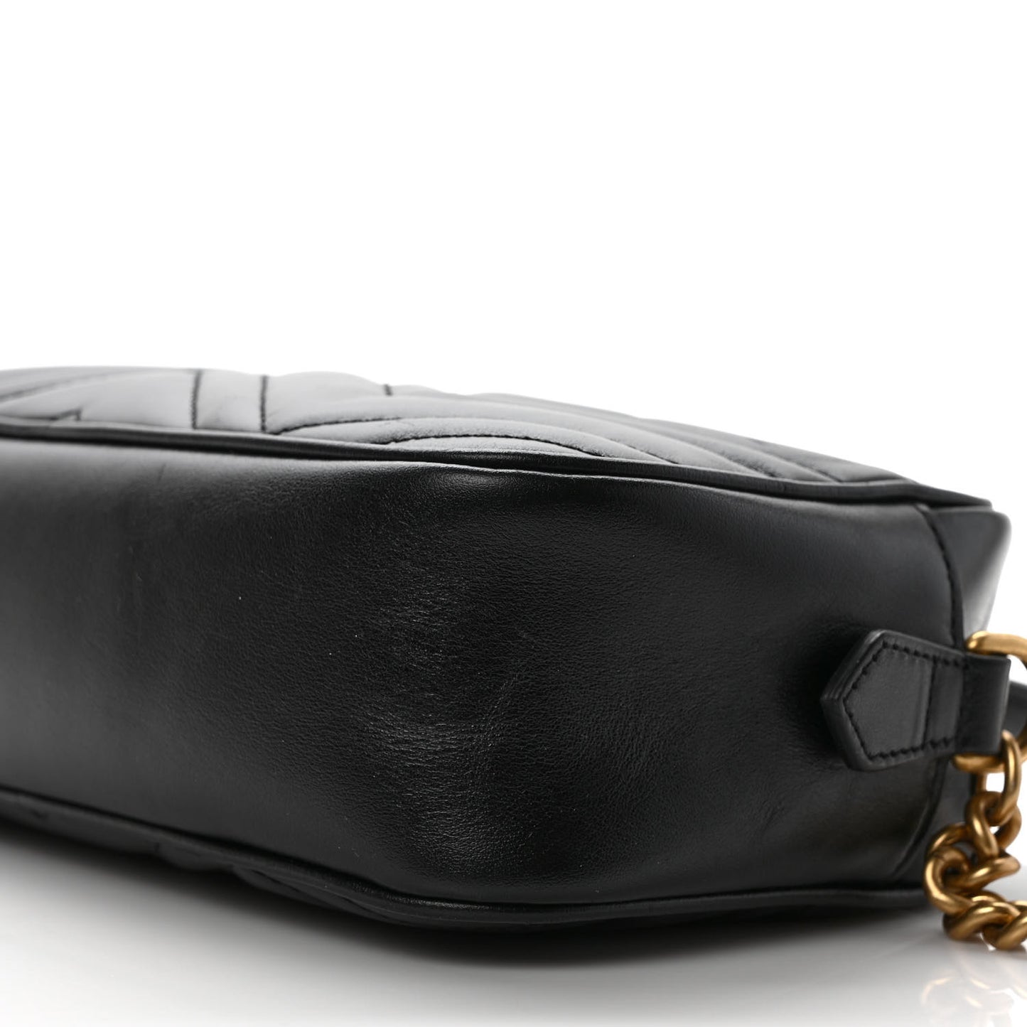Calfskin Matelasse Small GG Marmont Chain Shoulder Bag Black