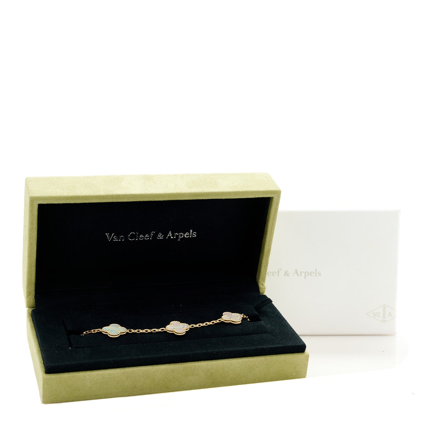 18K Yellow Gold Mother of Pearl 5 Motifs Vintage Alhambra Bracelet
