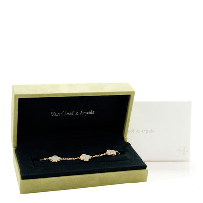 Van Cleef & Arpels 18K Yellow Gold Mother of Pearl 5 Motifs Vintage Alhambra Bracelet 5 of 5