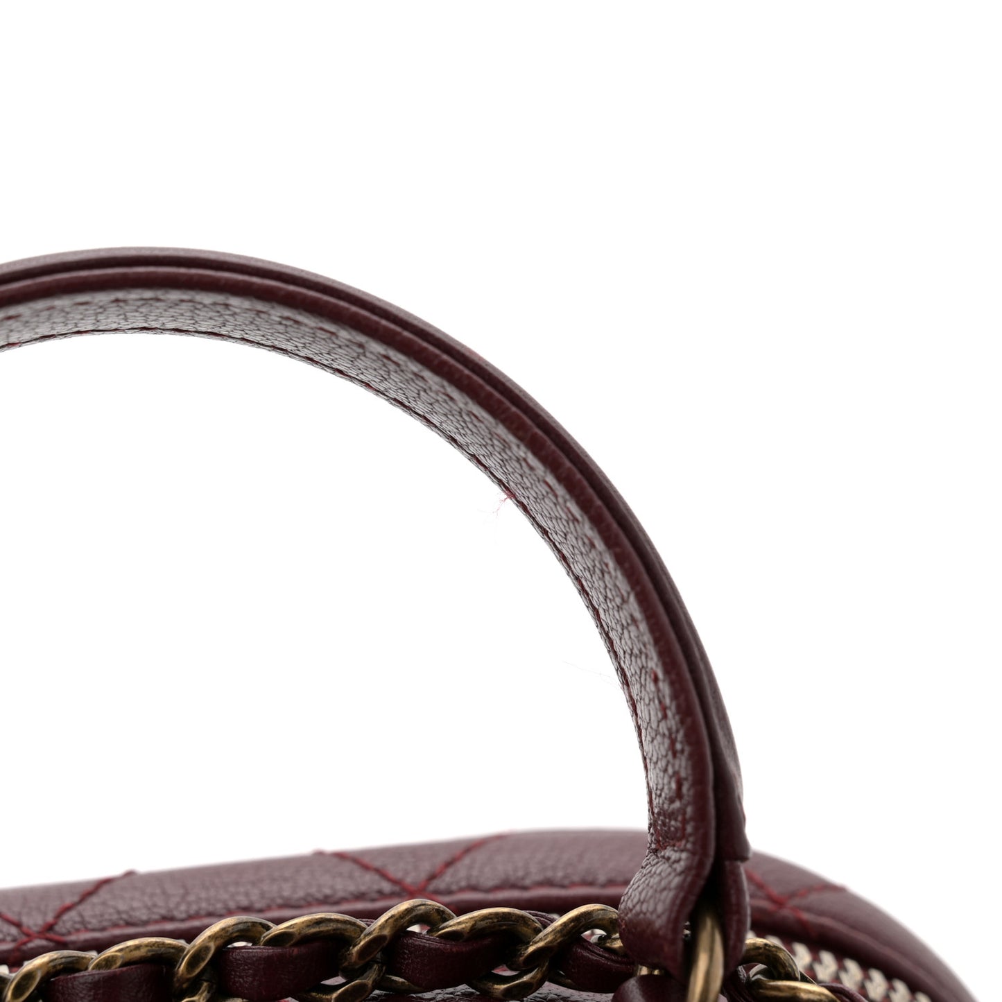 Shiny Calfskin Goatskin Quilted Small Coco Curve Vanity Burgundy