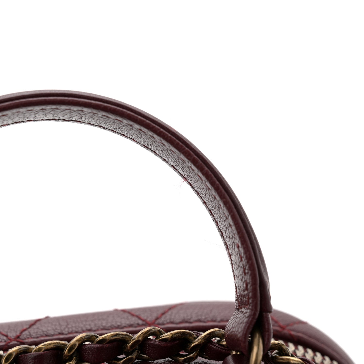Chanel Shiny Calfskin Goatskin Quilted Small Coco Curve Vanity Burgundy 14 of 14