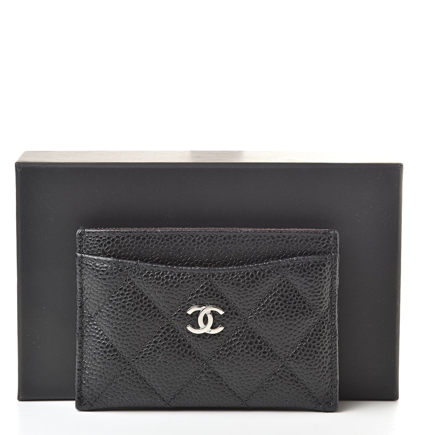 Caviar Quilted Card Holder Black