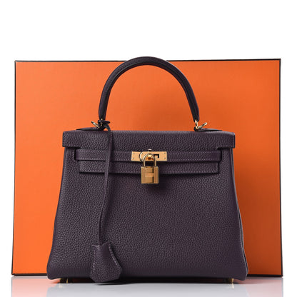 Hermes Togo Kelly Retourne 25 Raisin 38 of 38