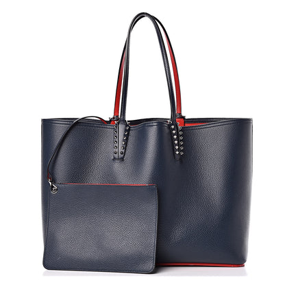 Christian Louboutin Calfskin Spikes East West Cabata Tote Navy 1 of 18