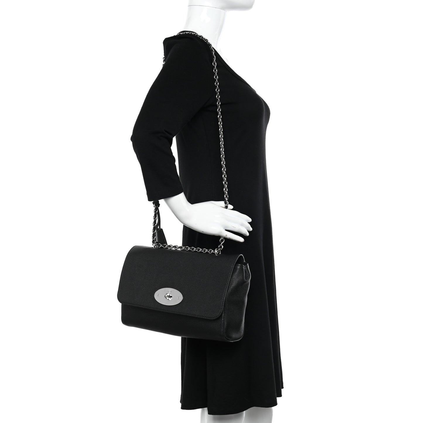 Small Classic Grain Calfskin Medium Lily Flap Black