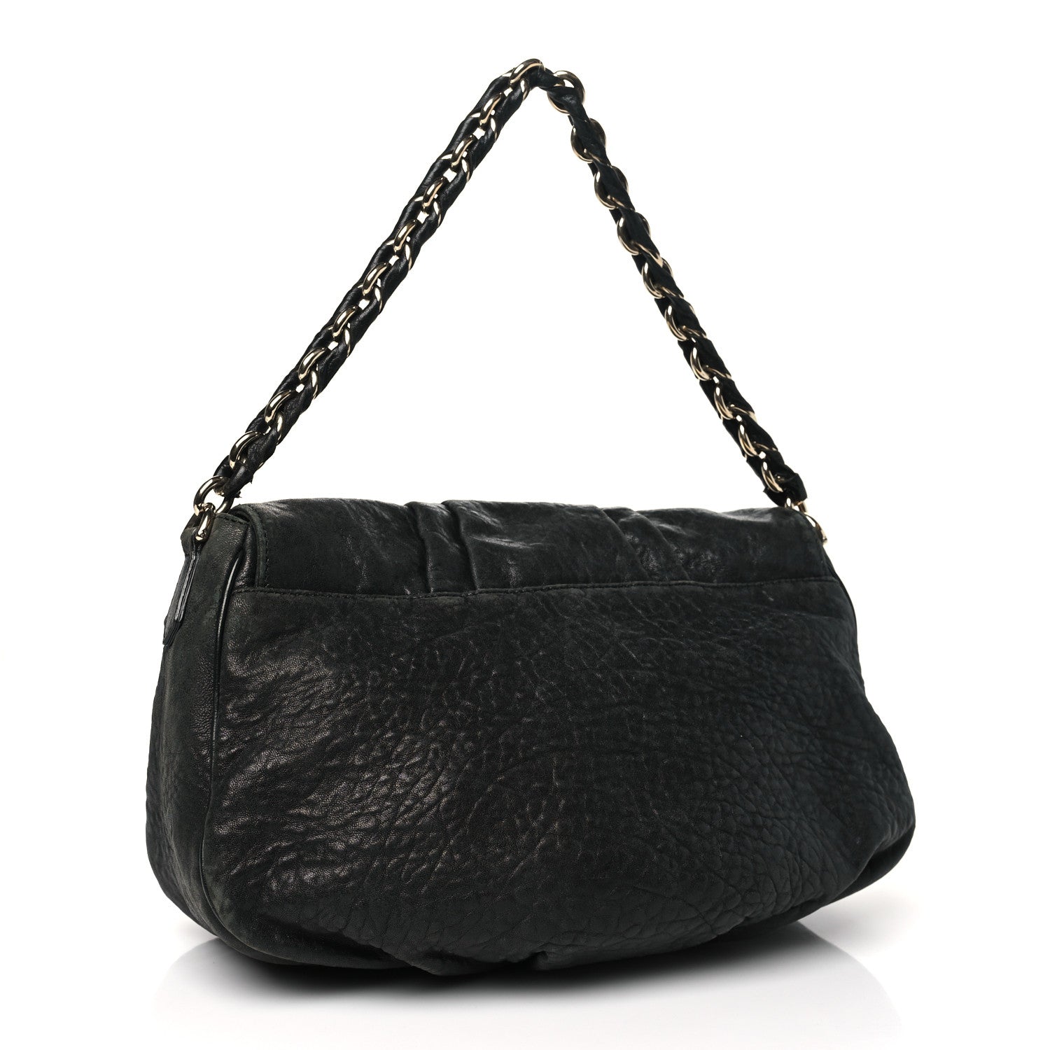 Fendi Crinkled Lambskin Mia Shoulder Flap Black 3 of 11