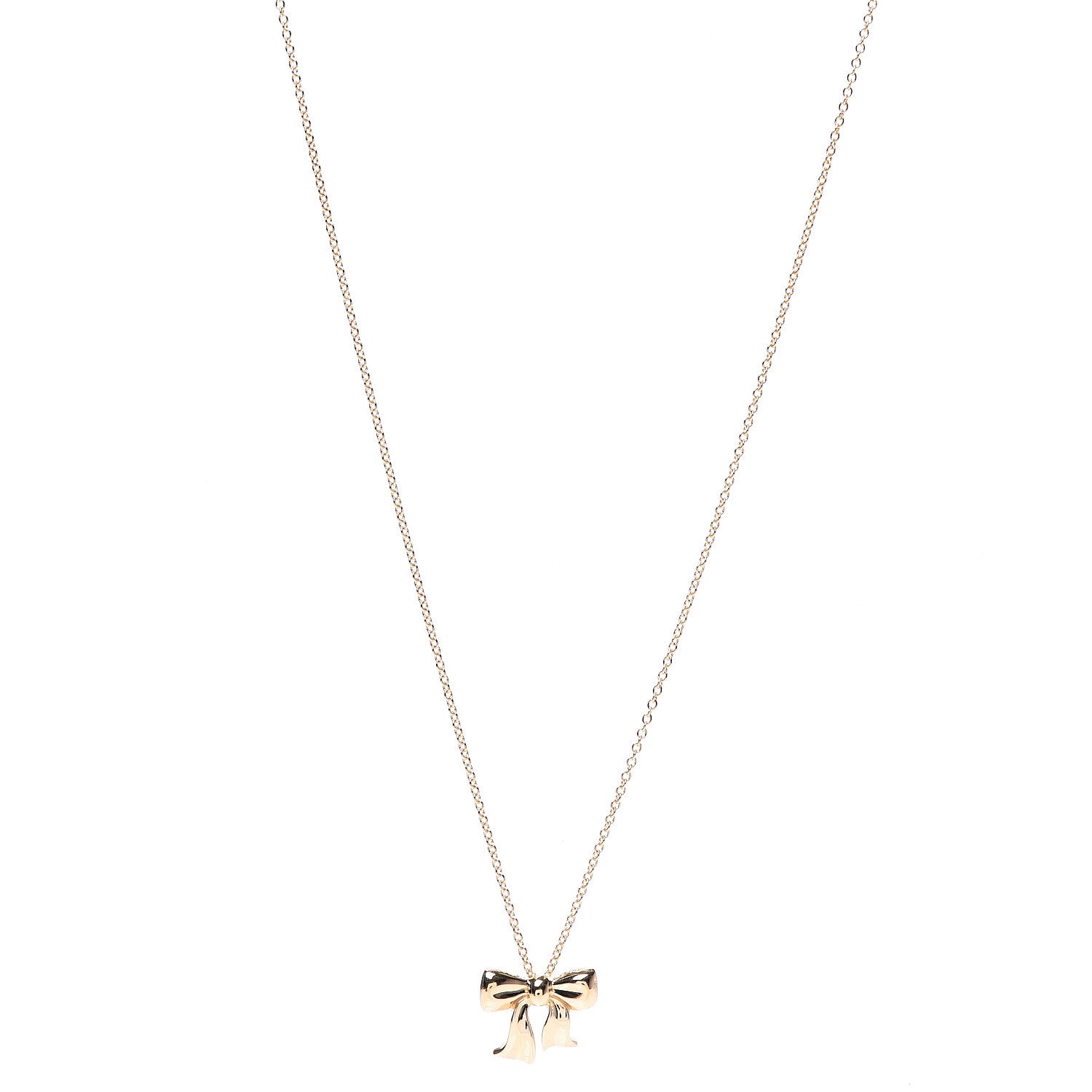 Tiffany 18K Yellow Gold Bow Pendant Necklace 1 of 7