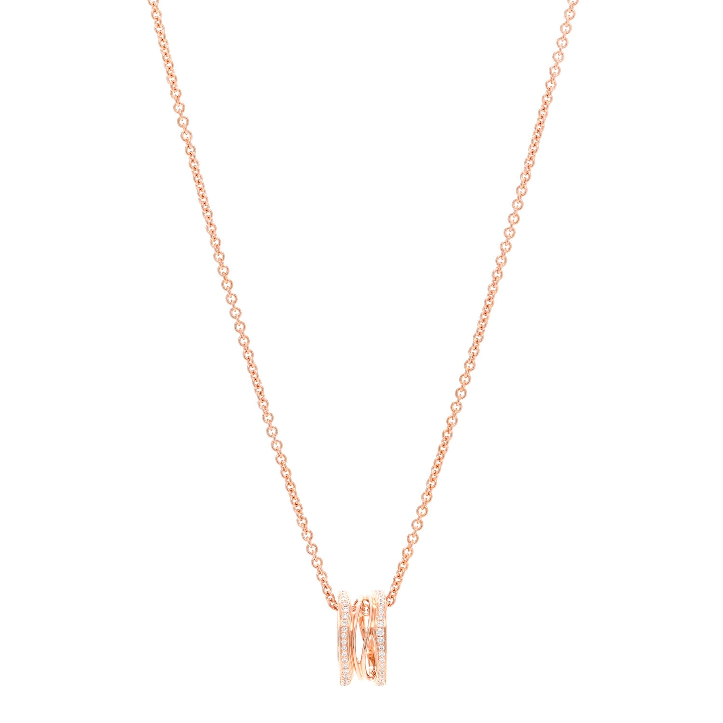 18K Rose Gold Diamond B.Zero1 Open Legends Pendant Necklace