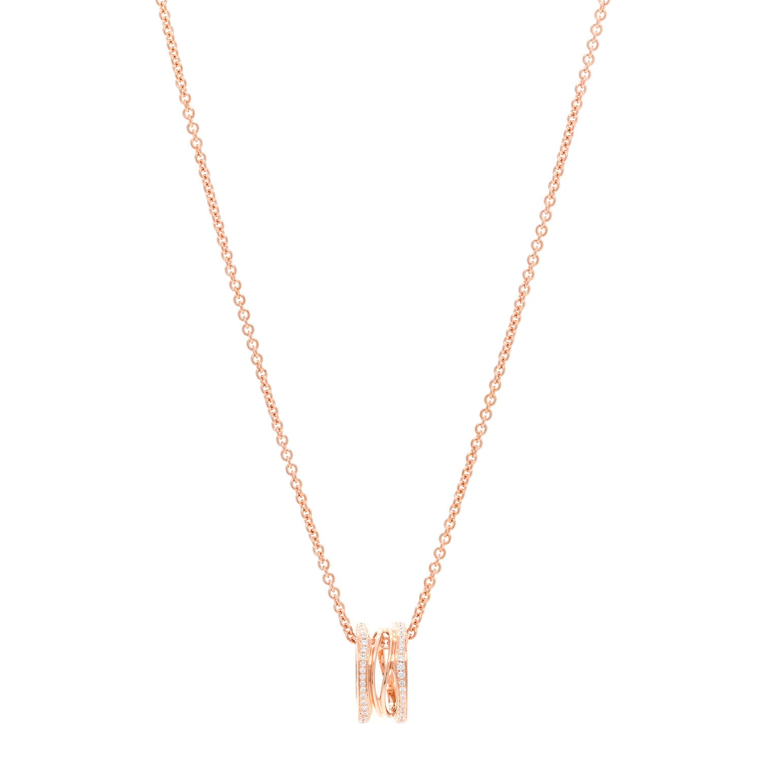 Bulgari 18K Rose Gold Diamond B.Zero1 Open Legends Pendant Necklace 1 of 7