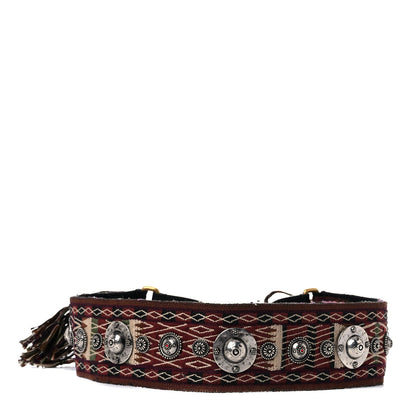 Christian Dior Canvas Embroidered Studded Bohemian Fringe Shoulder Strap Black Multicolor 2 of 9