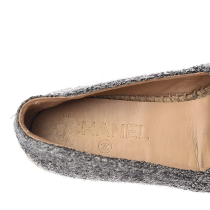 Chanel Tweed Velvet CC Espadrilles 36 Grey Black 9 of 12