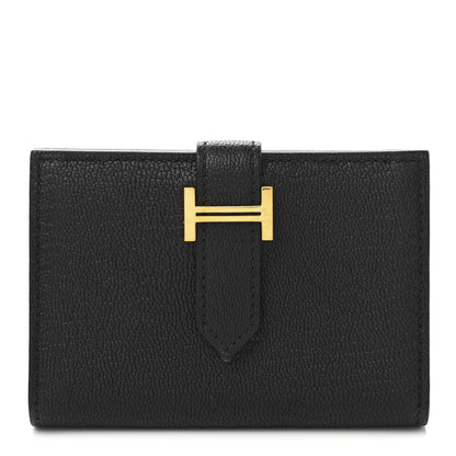 Hermes Chevre Mysore Bearn Card Holder Wallet Black 1 of 10