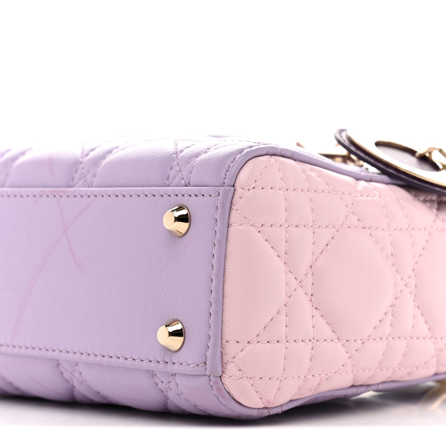 Lambskin Cannage Mini Bi-Color Lady Dior Purple Pink