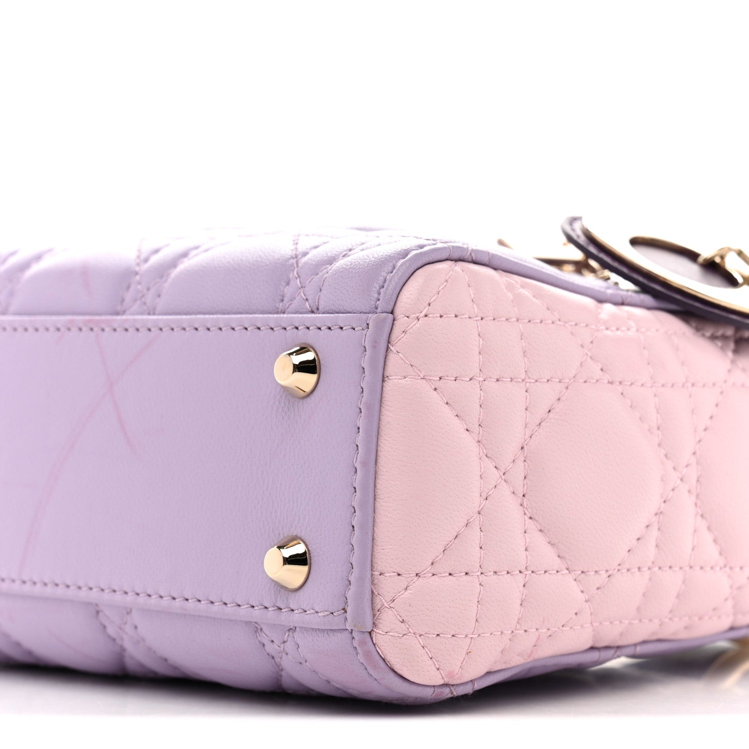Christian Dior Lambskin Cannage Mini Bi-Color Lady Dior Purple Pink 10 of 15