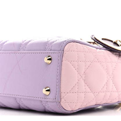 Christian Dior Lambskin Cannage Mini Bi-Color Lady Dior Purple Pink 10 of 15