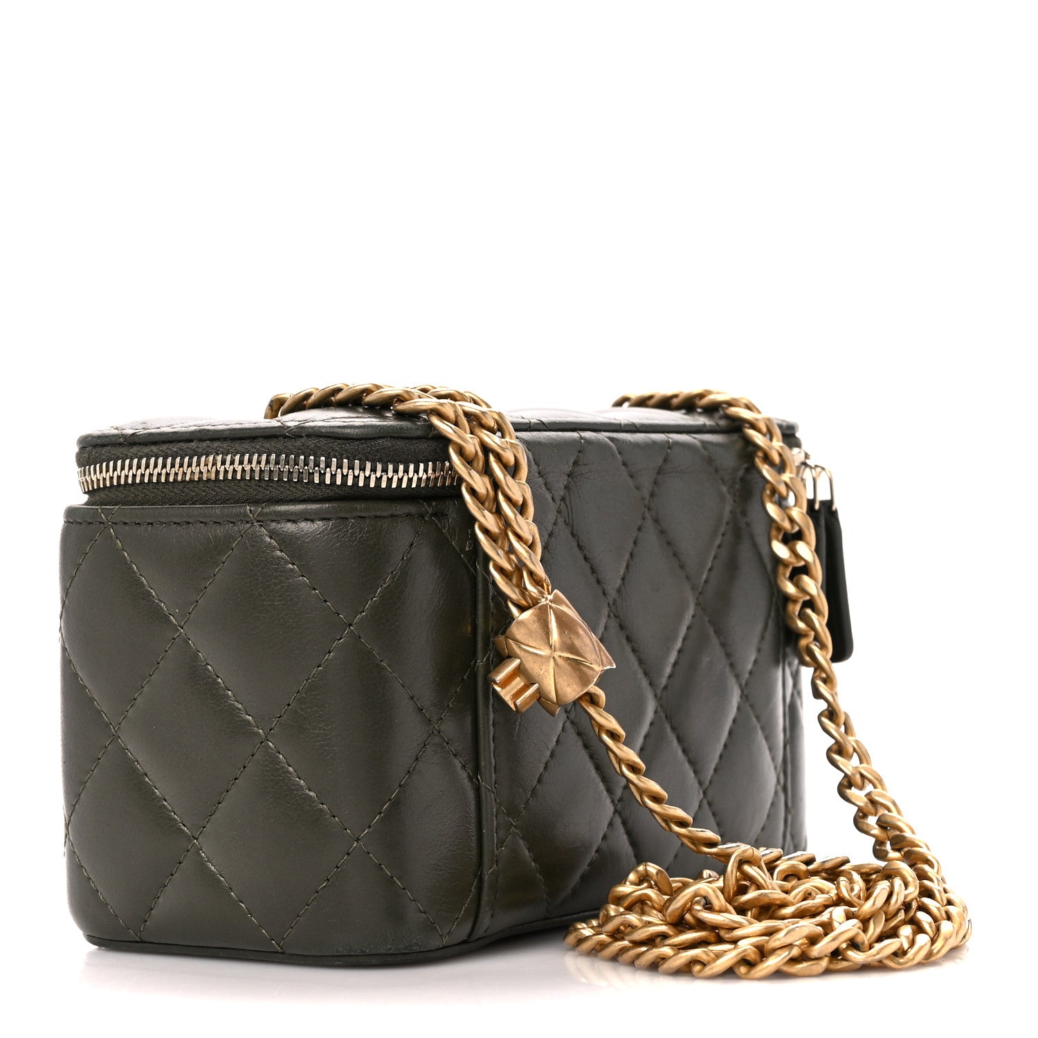 Chanel Lambskin Quilted Small Pillow Crush Vanity Case With Chain Green 3 of 12