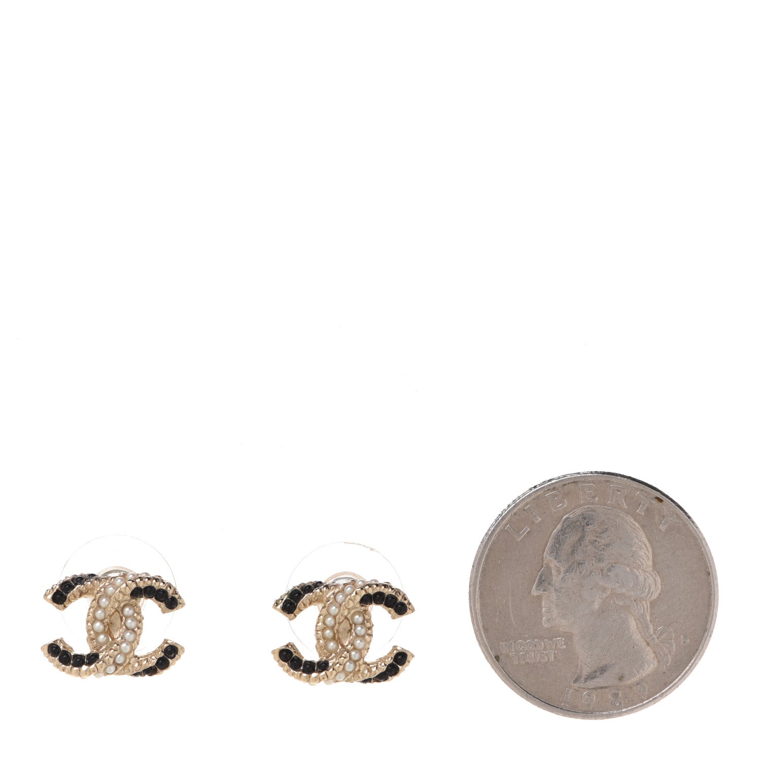 Chanel Pearl Resin Twisted CC Earrings Gold 2 of 4