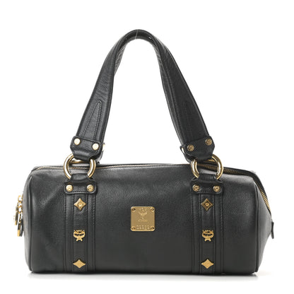MCM Grained Calfskin Studded Heritage Barrel Bag Black 1 of 10
