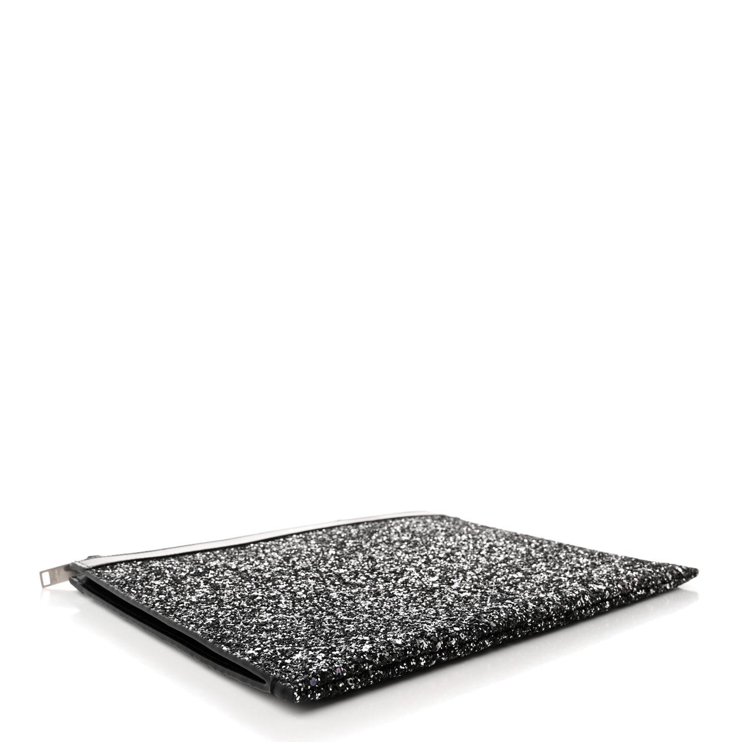 Calfskin Glitter Zipped Tablet Holder Black